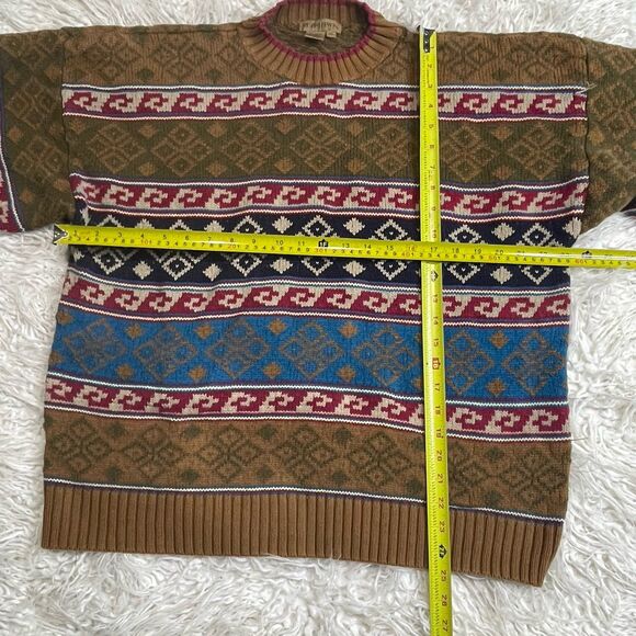 Vintage Ruff Hewn Heavy Cotton Sweater Brown Size XL Geometric Pattern - Picture 2 of 3